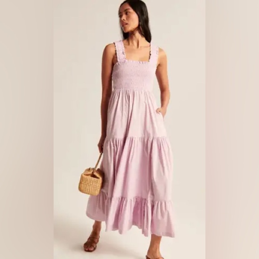 Abercrombie & Fitch Tiered Maxi Dress - Light Pink, Size Small